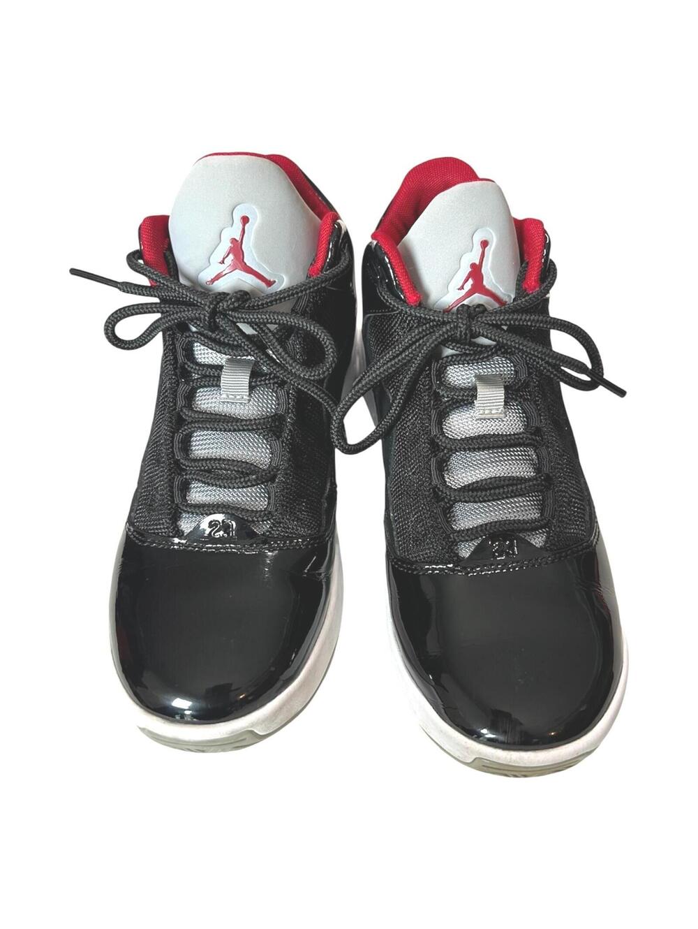 Jordan Max Aura 2 Blk Cement Patent Leather Finish Basketball Shoes 5Y/Women 6.5